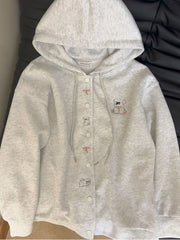 Lunivop Cartoon Embroidery Cute Hoodies Women Vintage Oversize Loose Long Sleeve Sweatshirts Preppy Style Kawaii Japan Lady Outwear Tops