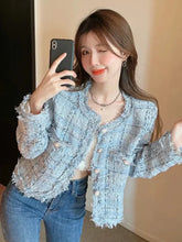 Lunivop Zoki Chic Tassel Slim Tweed Jacket Women Casual Sweet Long Sleeve Short Coat Korean Fashion O Neck Elegant Design Plaid Tops New