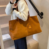 Lunivop Large Capacity Faux Suede Shoulder Bags Solid Simple Big Handbags Women Elegant Retro Female Bags New In Casual Totes