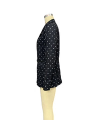 Lunivop Autumn Polka Dot Women Blazer Coat Ladies Fashion Casual Loose Long Sleeve Turn-Down Collar Pocket Cardigan with Belt