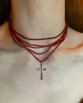 Lunivop Gothic Multilayer Crystal Cross Pendant Set Necklace for Women Girls Sweet Cool Punk Hot Girl Choker Halloween Jewelry Gift