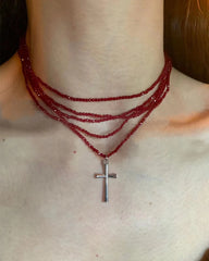 Lunivop Gothic Multilayer Crystal Cross Pendant Set Necklace for Women Girls Sweet Cool Punk Hot Girl Choker Halloween Jewelry Gift