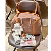 Lunivop Vintage Brown Bowling Bag Women Vintage Large Capacity Casual Handbag Female Retro Handle Y2k Handbag Bolsos De Mujer