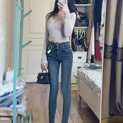 Lunivop High Waist Straight Leg Slim Fit Jeans for Women Spring Autumn Pear Shaped Body New Trendy Stretchy Pencil Pants