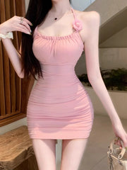 Lunivop Pink Flower Print Strapl Sexy Dr Women's Early Spring Pure Desire Spicy Girl Sexy Bodycon Skirt with Chest Pad Han...