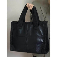 Lunivop Versatile Fashionable Black Tote Bag with Large Capacity Tote Bag for Commuting Shopping Single Shoulder Bags
