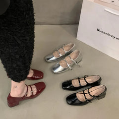 Lunivop Square Toe Thick Heel Women Mary Jane Shoes Fashion Shallow Buckle Strap Shoes Spring Female Elegant Dress Leather Pumps