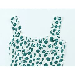 Lunivop Women's French Retro Dot Print Midi Dress Sleeveless A-line Holiday Summer Slit Dress for Daily Wear