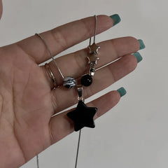 Lunivop Goth Harajuku Cute Y2k Aesthetic Bowknot Pendant Beaded Snake Chain Rope Chain Necklace For Girl Choker Cool 90s Accessories