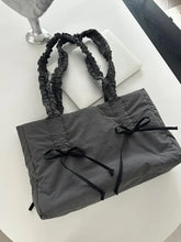 Lunivop Harajuku Grey Tote Bag Women Retro Bow Chic Large Capacity Casual Handbag Purse Female Vintage Underarm Messenger Bag