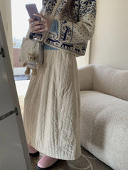 Lunivop Deeptown Japanese Style Long Skirt Women Vintage Harajuku Thick Skirt Autumn Winter Solid Streetwear A-line Skirts Aesthetics