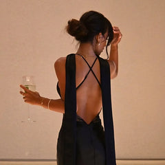 Lunivop Black Lace Patchwork Maxi Dress Women Sexy Deep V-neck Backless Slim Party Dresses Fashion Spaghetti Strap Satin Dress