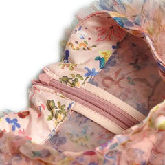 Lunivop Stand Collar Lantern Long Sleeve Mesh Floral Print Waist Cinching 2025 Spring New Big Swing Evening Wedding Dress