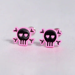 Lunivop Skull Pink Black Lip Studs Labret Rings Earrings Titanium Steel Sweet and Cool Babes Lip Piercing Jewelry