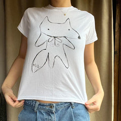 Lunivop Punk Letter Print Cute Crop Tops Y2k Clothes Vintage Women's Streetwear T-Shirts Gothic Grunge Emo Girls Aesthetic Slim Baby Tee