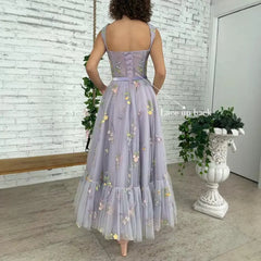 Lunivop Women Lavender Embroidery Prom Dresses Sweetheart Ankle Length Tulle A-Line Party Lace Formal Evening Gowns Vestidos De Fiesta