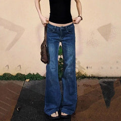 Lunivop Hot Girls Low Waist Flared Jeans Woman High Street Y2K Stretchy Slim Denim Pants Female Vintage Classic Punk Long Trousers