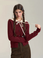 Lunivop Vintage Streetwear Hooded Cardigan Women Long Sleeve Hollow Out Patchwork Knitted Sweaters American Retro Lace Up Lace Tops