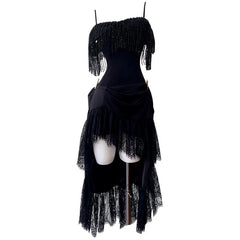 Lunivop Fashion Women's Suspenders Dress Sleeveless Tassels Irregular Patchwork Lace Female Party Dress New Tide