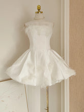 Lunivop Feather Sleeveless Solid Sequins Women Lace-up Dress A-line Long Hem Spliced Zipper High Waist Dresses