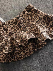 Lunivop Sexy Ruffles Leopard Skirts Women Vintage Slim High Waist Y2K Mini Skirt Sexy Female Streetwear Retro Spring A Line Skirt