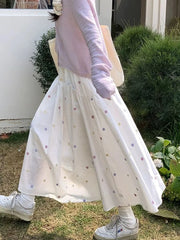 Lunivop Sweet Floral Long Skirts Women High Waist Loose Elegant Skirt French Vintage Casual Preppy Style Female Cute A Line Skirt