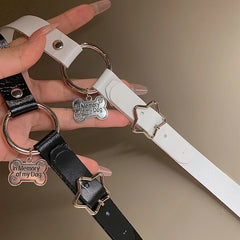 Lunivop Trendy Punk Dog Bone Pendant Color Blocking Splicing PU Necklace for Women Niche Design Charms Choker Sweet Cool Party Gifts