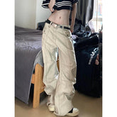 Lunivop Khaki Womens Jeans High Waist Vintage Straight Summer Y2K Classic Denim Pants Streetwear American Wide Leg Baggy Denim Trouser