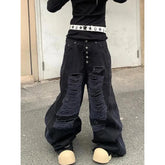 Lunivop Women Black Jeans Hip-hop Fashion Vintage Streetwear Y2K Wide Leg Jean High Waist Winter Female Trouser Baggy Denim Pants