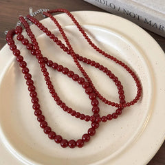 Lunivop New Arrival 4 6 8mm Round Glass Beads Strand Beaded Necklace for Women Wholesale Silver Plated Alloy Chain Chokers