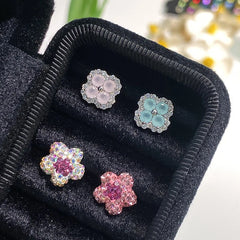 Lunivop 1 PCS New Fashion Four Leaf Clover Zircon Crystal Ear Bone Nail 316L Medical Titanium Steel Earrings for Women Y2K Cute Jewelry