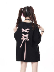 Lunivop Back Bow Y2K T Shirt Women Pure Cotton Streetwear Short Sleeve Tees American Retro Loose O Neck Casual Harajuku Female Tops