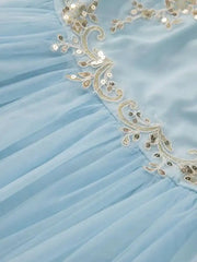 Lunivop Solid Sequins Embroidered Flares Mesh Splice Women's Dresses V Neck Long Sleeve High Waist Loose Summer 2025 New