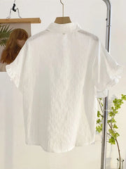 Lunivop Fashion Casual White Shirt Women Sweet Flare Sleeve Cute Blouse Loose Preppy Style Female Summer Chic Simple All Match Tops