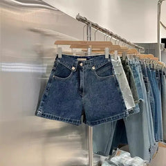 Lunivop Euramerican French Simple High Waist Denim Short Pants Y2k Office Lady Summer Harajuku Punk Women Trousers Casual Lazy Shorts