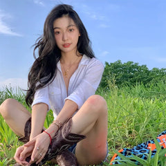 Lunivop White Long Sleeve Lapel Pocket Loose T Shirt Casual Vacation Streetwear Daily Women Clothes Korean Fashion Outfit Tops