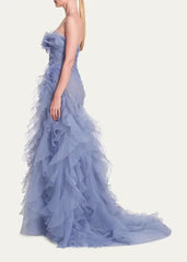 Lunivop Sexy Strapless Backless Evening Dresses A-line Slit Floor-Length Vestidos De Gala for Women Formal Occasion Dresses