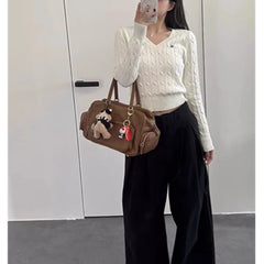 Lunivop Korean Style V Neck Sweaters Women Preppy Style Sweet Knitted Pullover Vintage Elegant Old Money Long Sleeve Crop Tops