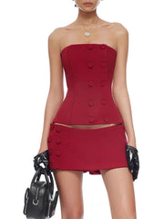 Lunivop Cutenew New Year Elegant 2 Piece Set Women Sexy Double-Breasted Zip Patchwork Sleeveless Vest+Peach Hip Skirt Party Clubwear