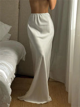 Lunivop White Satin High Waist Long Skirt For Women Zipper Side Split Slim Elegant Party Maxi Skirt Y2k Outfit Female Long Skirt