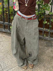 Lunivop Y2K Vintage Women's Cargo Pants Harajuku Oversize Wide Leg American Retro Pants Baggy Casual Summer Thin Trousers Gyaru