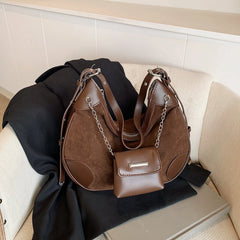 Lunivop New In Faux Suede Shoulder Bags Women Designer Retro Handbags England Style Vintage Packages Classic Lady Solid Hobo Bags