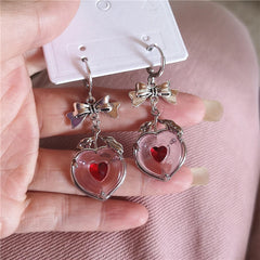 Lunivop Goth Cute Y2K Sweet Fantasy Pink Red Strawberry Pendant Earrings For Women Ear Buckle Kawaii Charms EMO Jewelry Accessories Gift