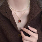 Lunivop Gorgeous Oval Beaded Pendant Stainless Steel Necklace for Women Nature tiger-eye Stones Gold Plated Luxury Chain Jewelry Gift