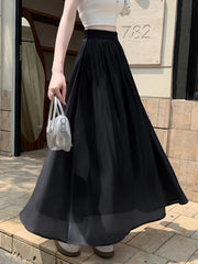 Lunivop Casual Loose Black Long Skirt Women Fashion High Waist Sweet Skirts Summer Chic Sweet Female Simple Korean Long Skirts New