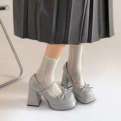 Lunivop New Women Pumps Elegant Butterfly-knot Shoes Ladies Elegant Thick High Heels Wedding Party Mary Jane Shoes New Spring Shoes