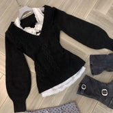 Lunivop Autumn Winter Fashion Knitted V Neck Long Sleeve Vintage Pullovers Y2k Aesthetic Slim Waist Casual Clothing Harajuku Sweaters