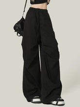 Lunivop Black Y2K Streetwear Cargo Pant Women Vintage High Waist American Loose Trousers Hip Hop Retro Bf Wrinkles Paratrooper Pants New