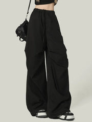 Lunivop Black Y2K Streetwear Cargo Pant Women Vintage High Waist American Loose Trousers Hip Hop Retro Bf Wrinkles Paratrooper Pants New