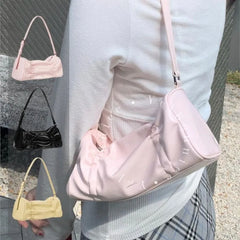 Lunivop Pink Pillow Y2k Shoulder Bags Lady Fairycore Aesthetic Leather Handbag Purse Ladies Hot Girls Underarm Bag Luxury Women